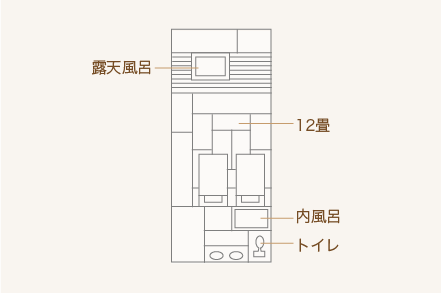 露天風呂付き一般客室ツインの間取り